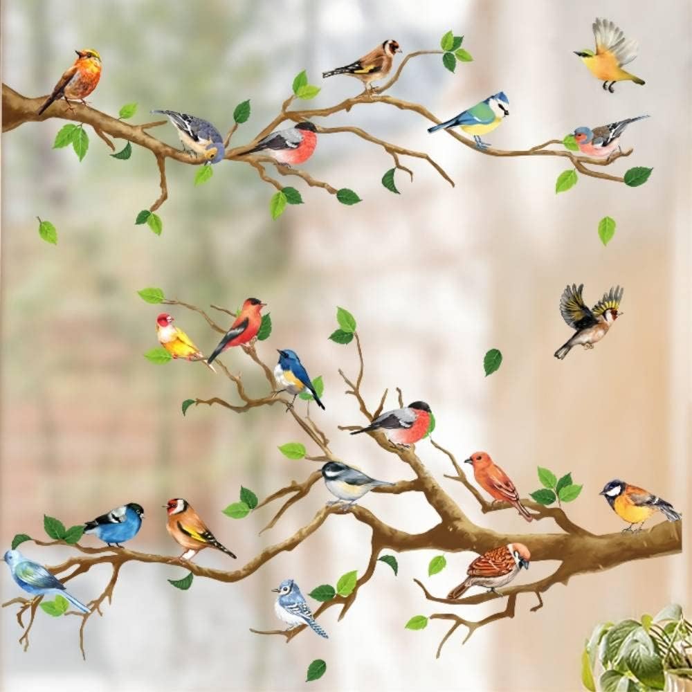 Window Sticker Birds on Branch H0586