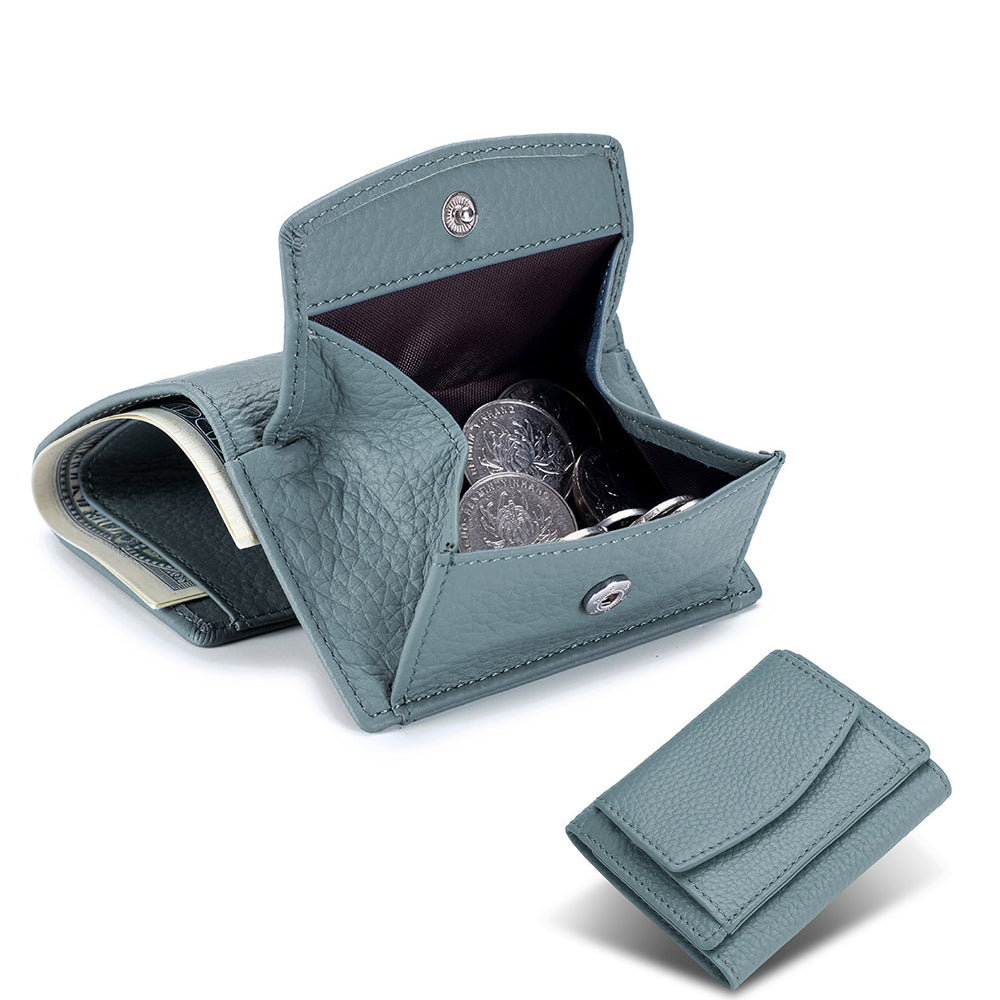 Womens small real leather purse with coin Compartment