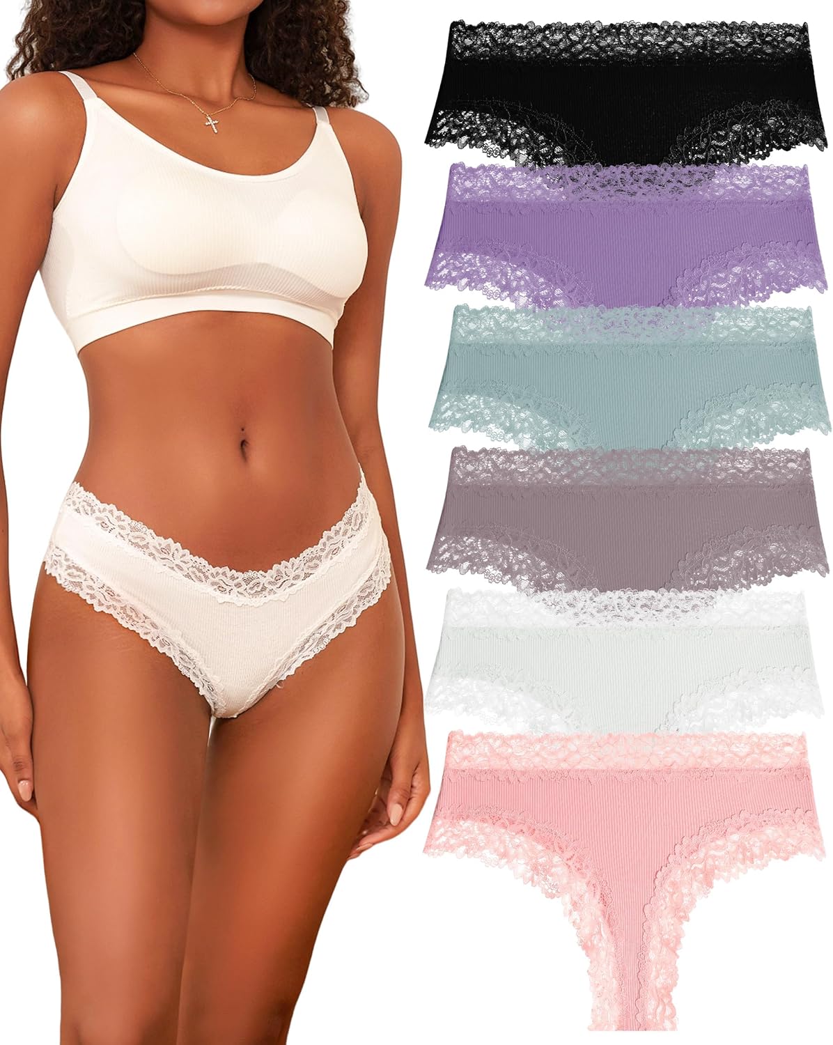Womens Cotton Lace Briefs