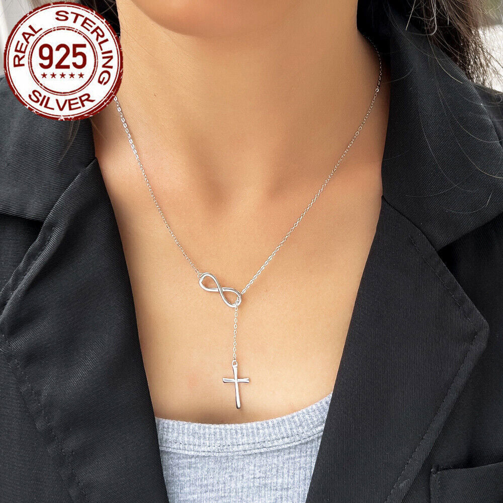 925s Infinity Cross Necklace
