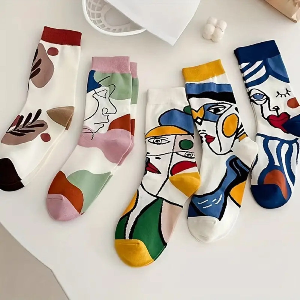 Women color art socks