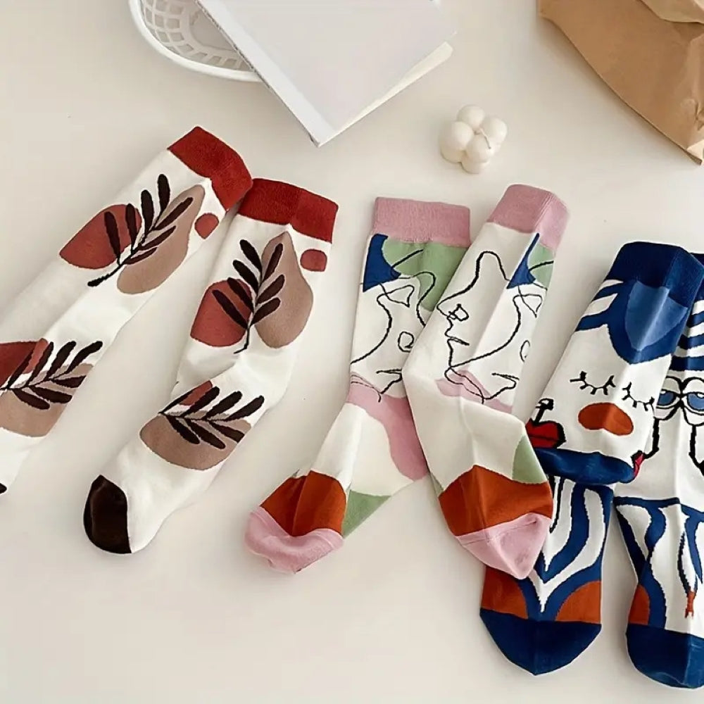 Women color art socks
