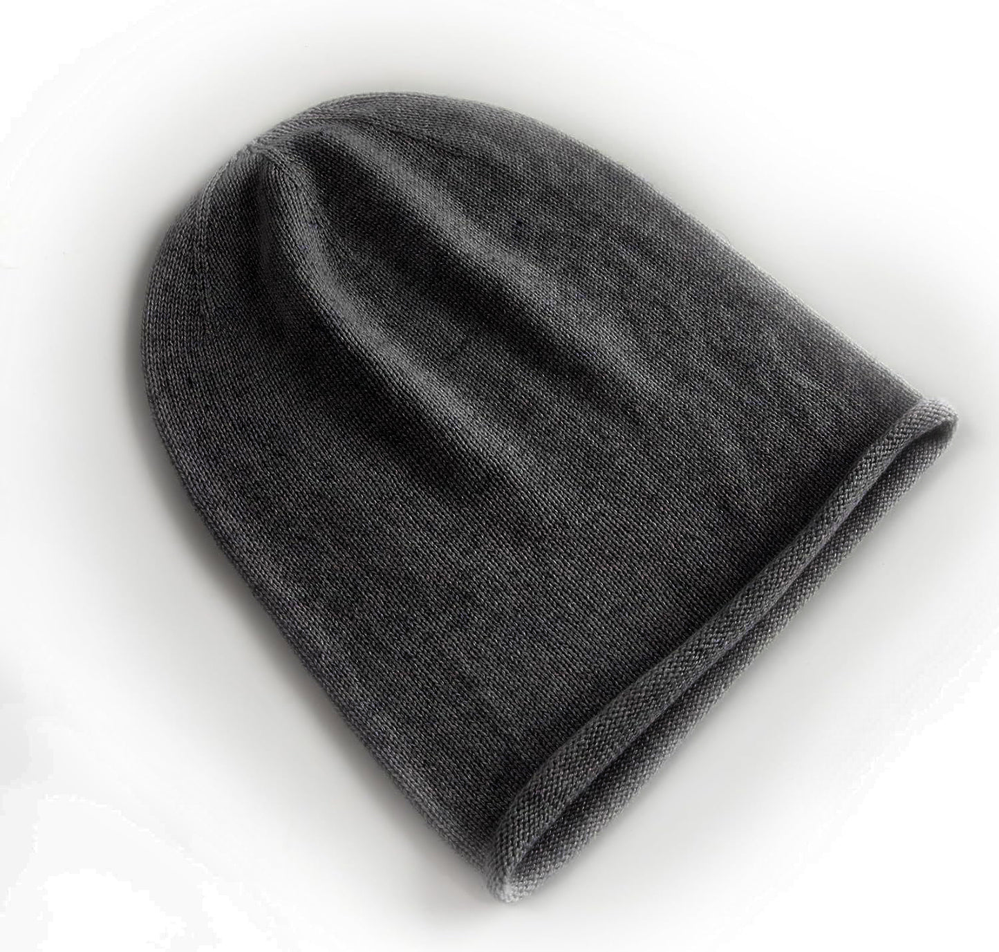Wool Slouchy Roll Edge Beanie Hat for Women and Men
