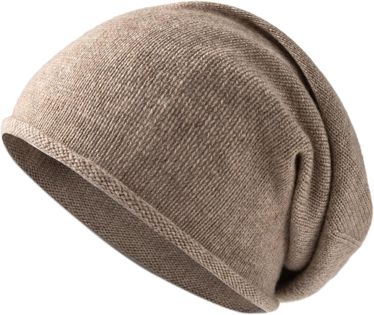 Wool Slouchy Roll Edge Beanie Hat for Women and Men
