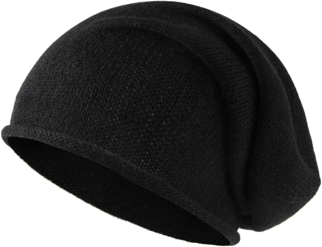 Wool Slouchy Roll Edge Beanie Hat for Women and Men