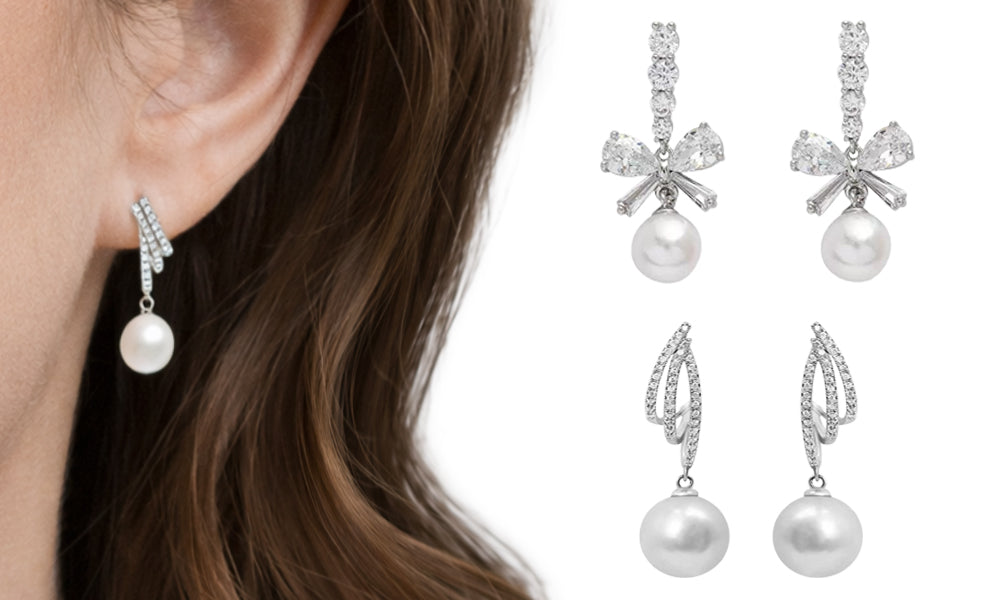 Silver-Plated Earrings with Pearl