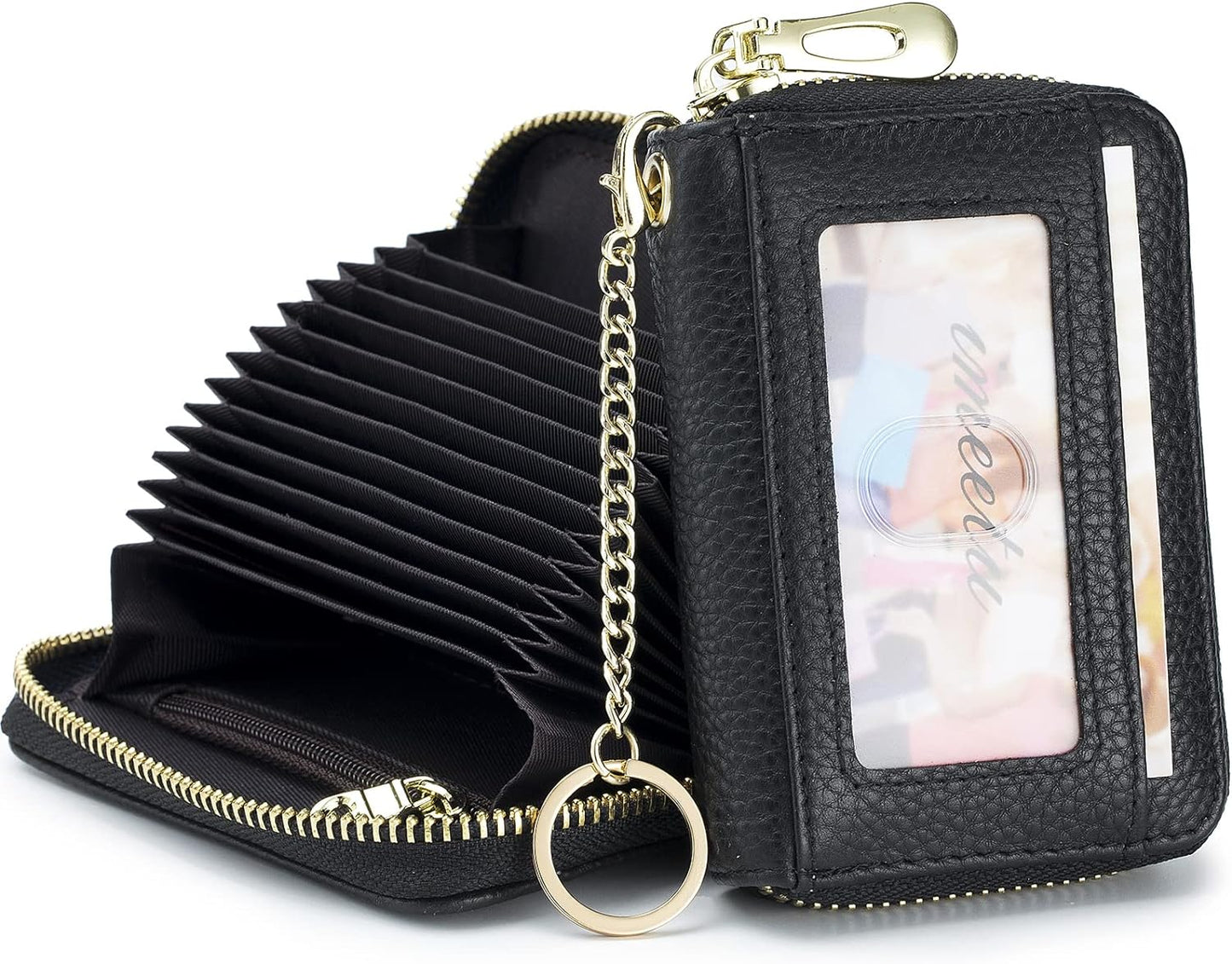 Real Leather Card Holder with Chain