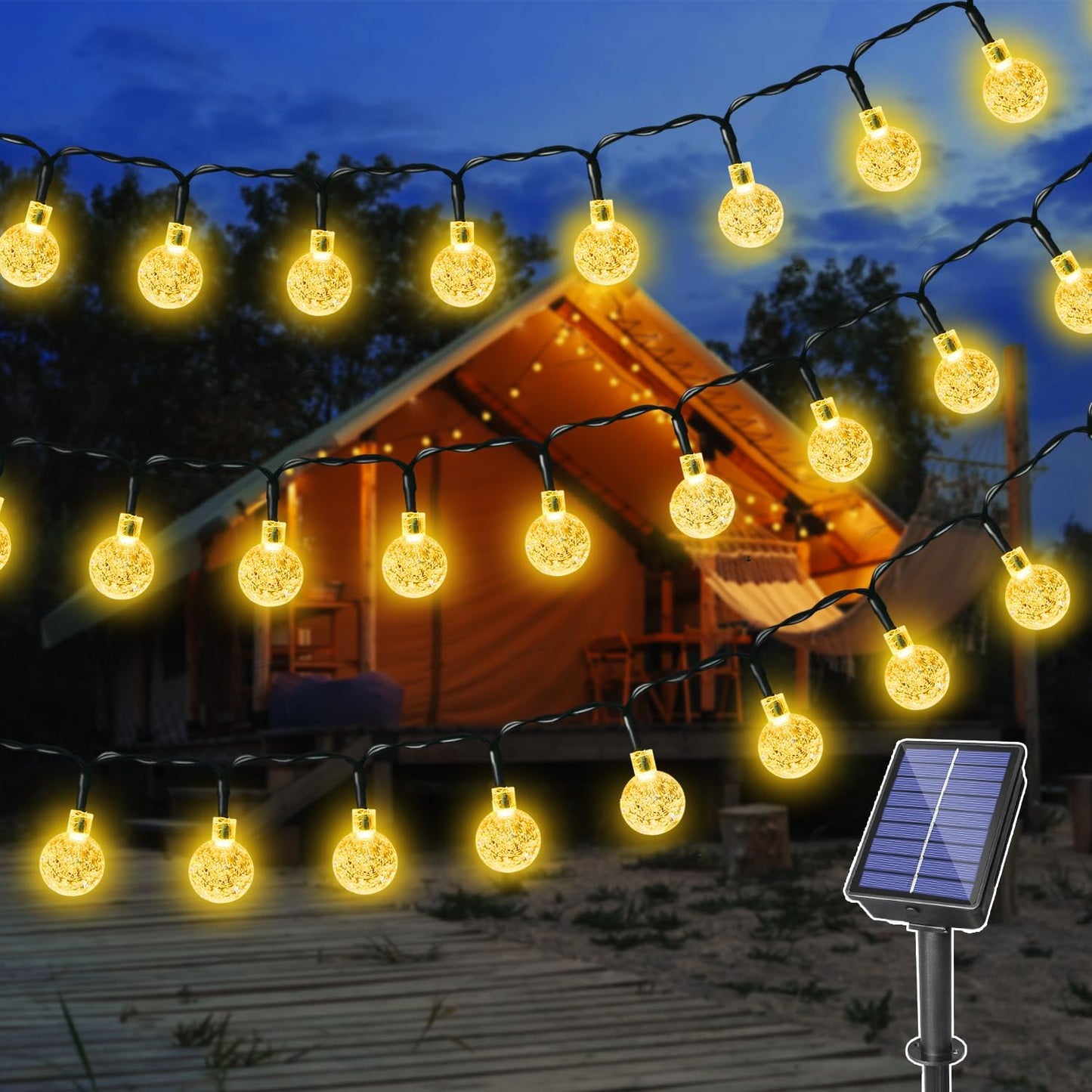 100 Led Solar Bulb Fairy Lights Warm White Color