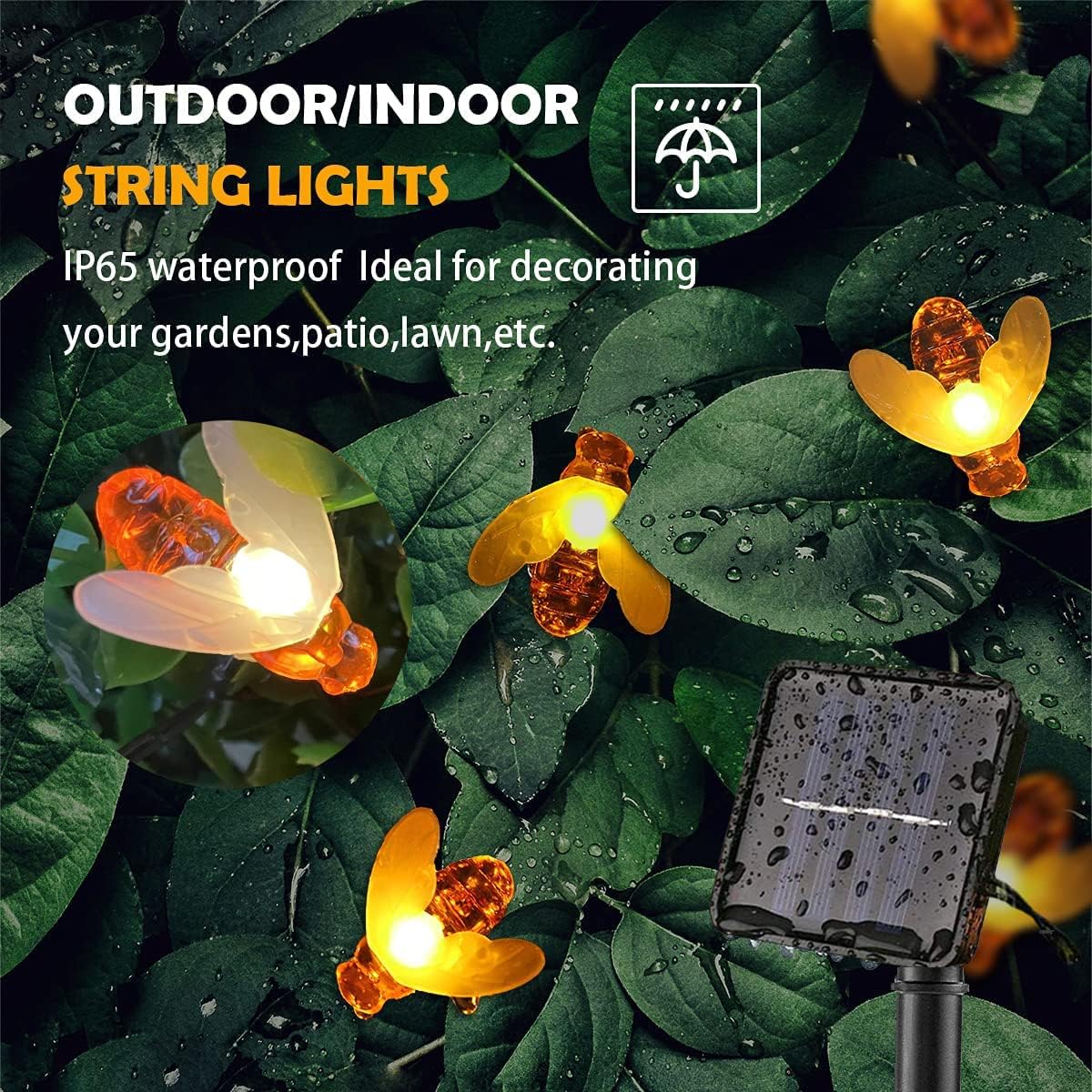 Solar Outdoor Bee Fairy Lights