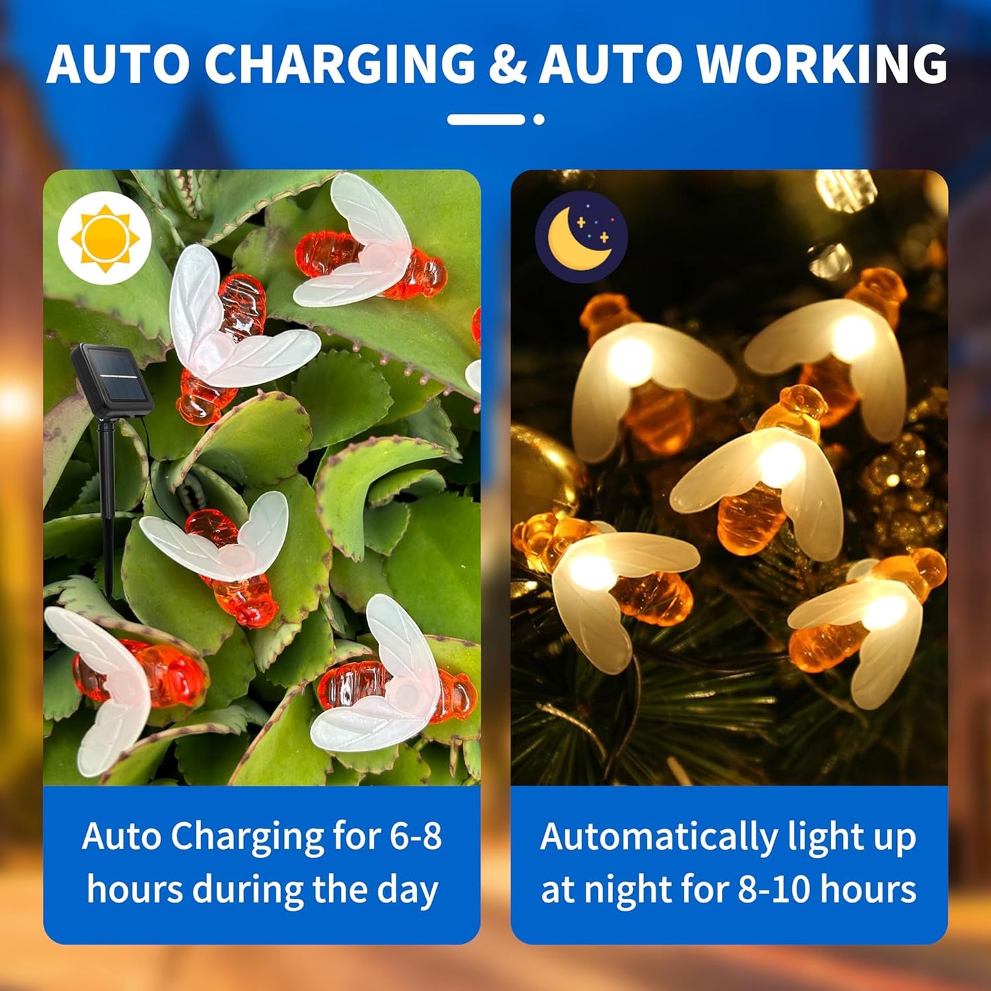 Solar Outdoor Bee Fairy Lights