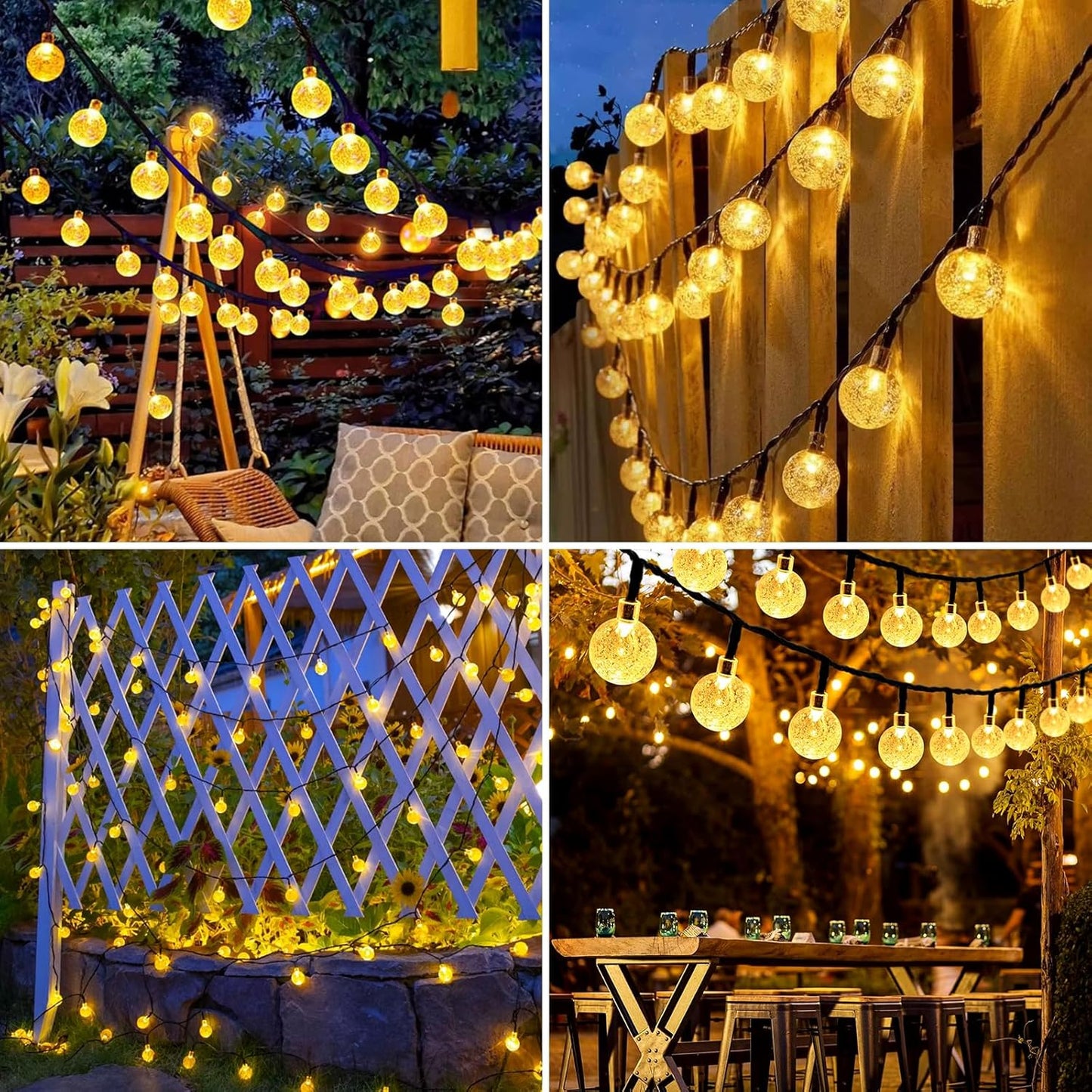 100 Led Solar Bulb Fairy Lights Warm White Color
