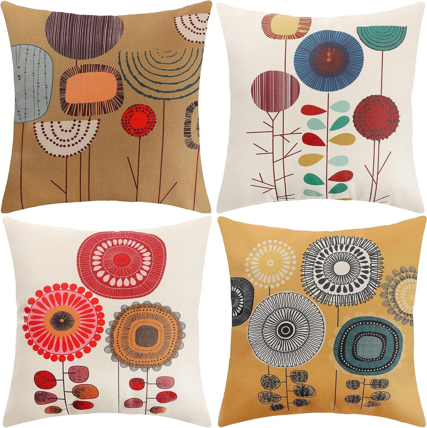 4er Set Floral or Cat Cushion Covers