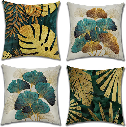 Tree Leaf Pattern Cushion Cover Set of 4