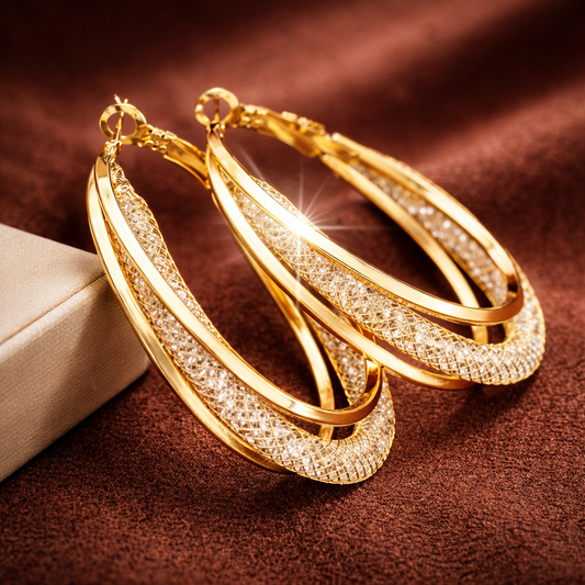 Goldplated Crystal Hoop Earrings