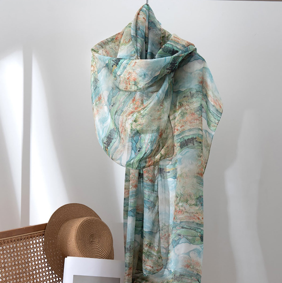 Womens Silk Scarf XL SIZE, 176x110cm