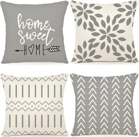 4er Set Kissenbezüge Home Sweet Home