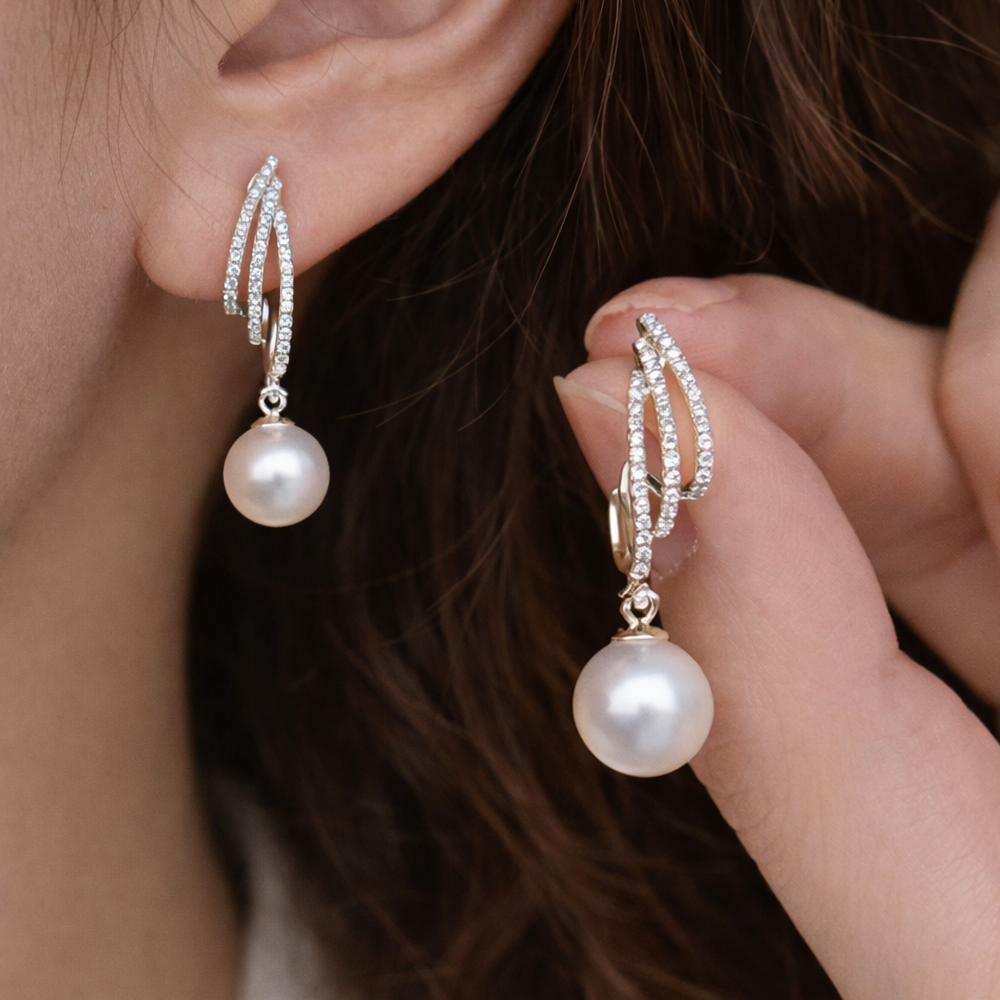 Silver-Plated Earrings with Pearl