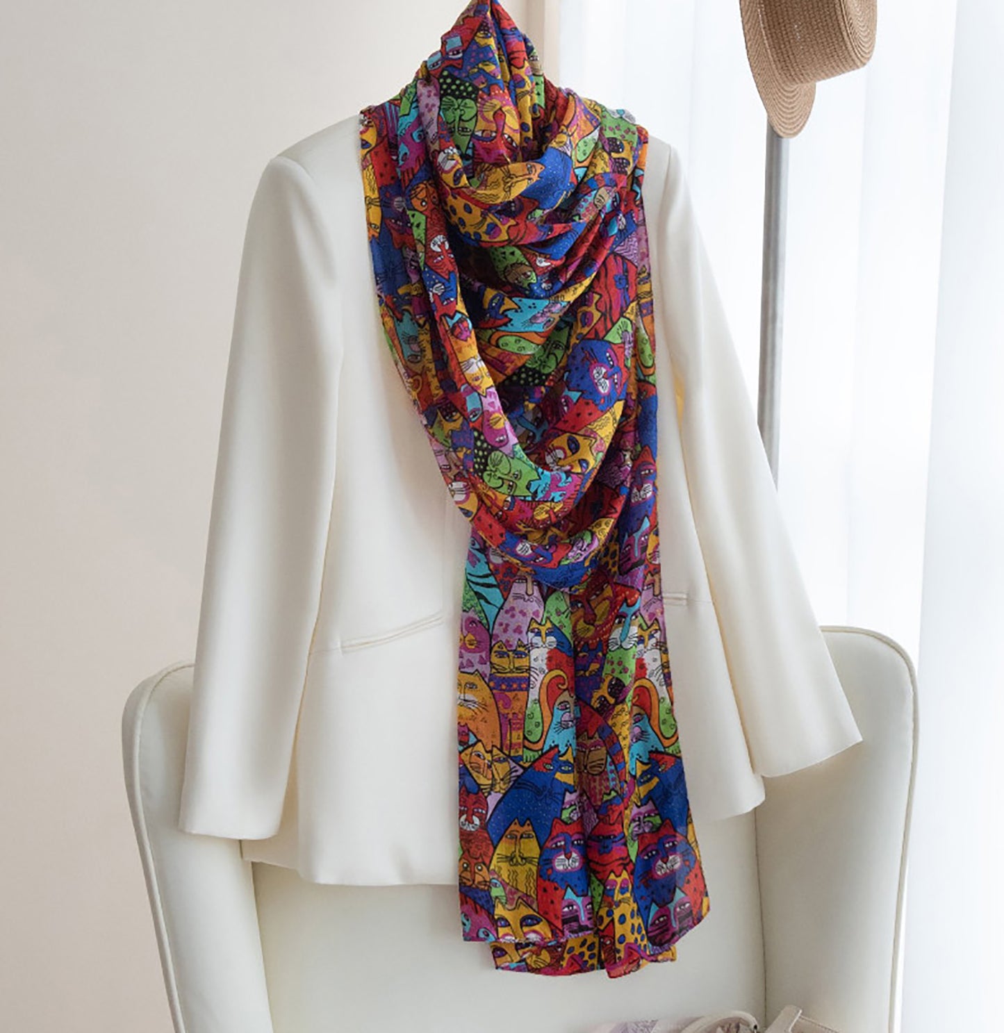 Womens Silk Scarf XL SIZE, 176x110cm